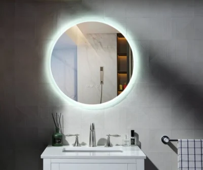 Заводской размер на заказ, овальный круглый салонный светильник, косметическое зеркало, мебель для ванной комнаты, мебель для отеля, декоративное светодиодное умное зеркало для ванны