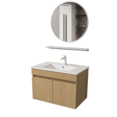 23,6-дюймовый настенный туалетный столик для ванной комнаты с двумя дверцами шкафа и керамической раковиной